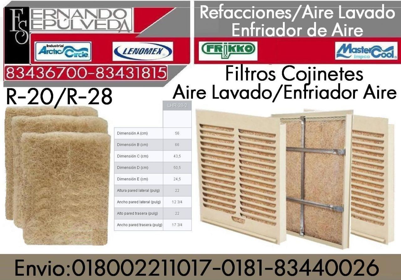 PAREDES  PARA AIRE LAVADO O ENFRIADOR DE AIRE R-20,  R-28-2,  LHR-28-2