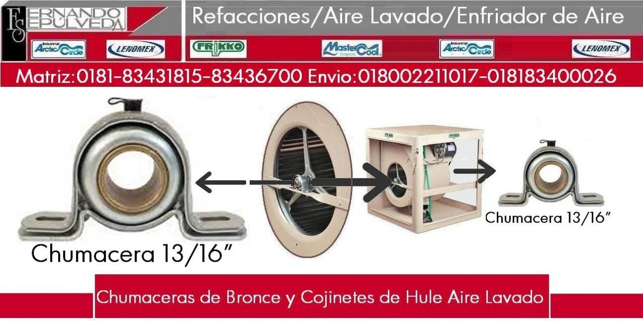 CHUMACERAS 13/16” PARA AIRE LAVADO O ENFRIADOR DE VENTANA  R30-R45   R38-R48