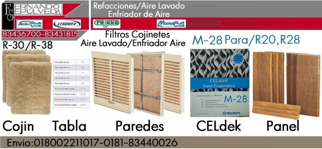CELDEK M-38 PARA PAREDES DE AIRE LAVADO O ENFRIADOR DE AIRE