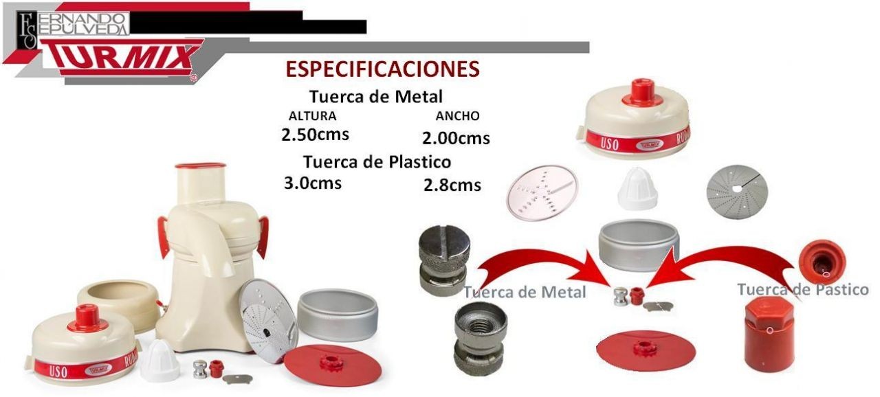 Tuerca de Plástico y Tuerca Metálica de Extractor TURMIX